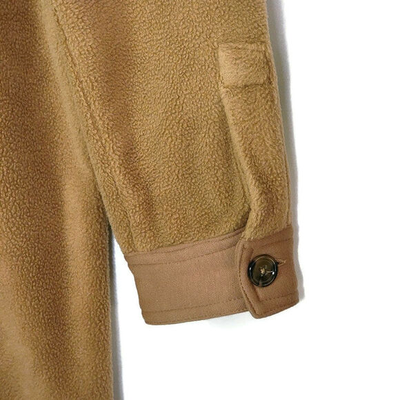 BlankNYC Fleece Shacket Camel Tan Button Down Long Jacket Size S Oversized - Picture 11 of 16